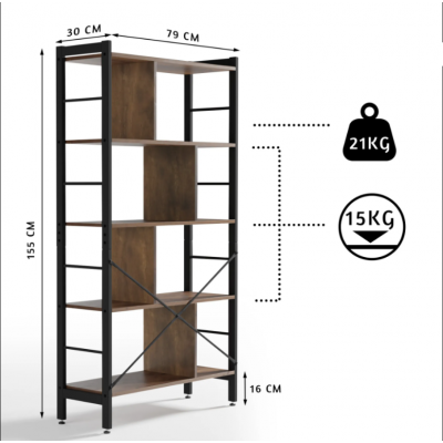 Miadomodo Knižnica v retro štýle, 79 x 30 x 155 cm