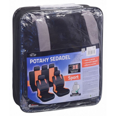Sport poťahy sedadiel sada 9 kusov - šedé Sport poťahy sedadiel sada 9 kusov - šedé