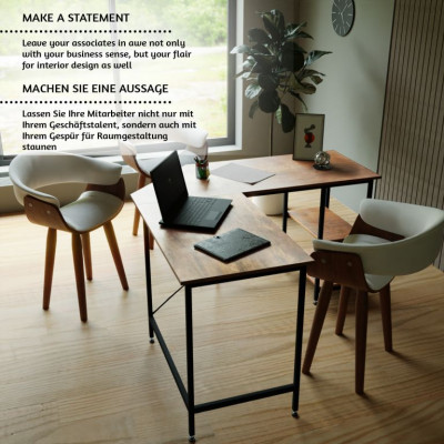 MIADOMODO Písací stôl 138 x 138 x 76 cm, hnedá/čierna