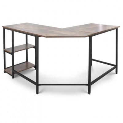 MIADOMODO Písací stôl 138 x 138 x 76 cm, hnedá/čierna