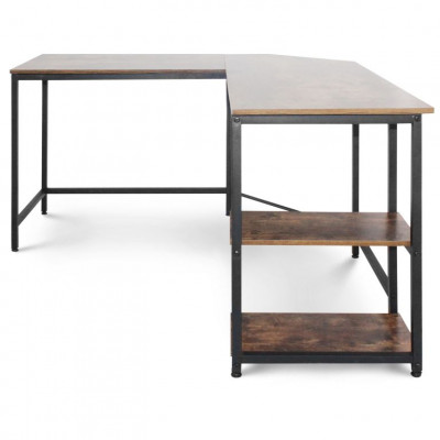 MIADOMODO Písací stôl 138 x 138 x 76 cm, hnedá/čierna