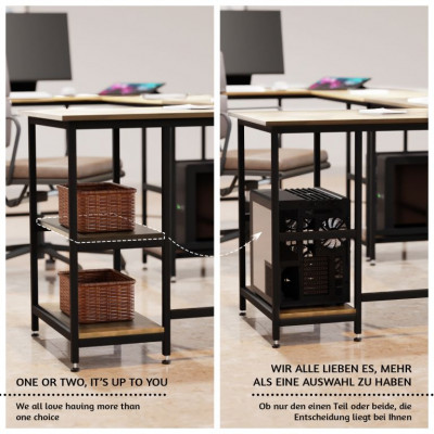 MIADOMODO Písací stôl 138 x 138 x 76 cm, hnedá/čierna