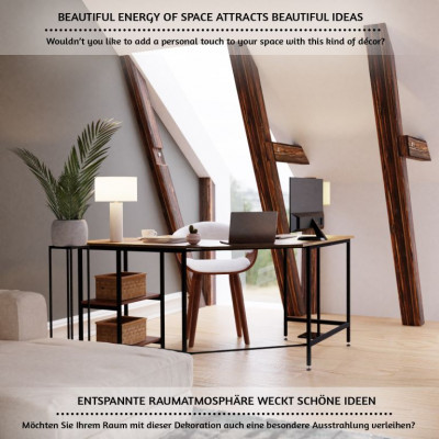 MIADOMODO Písací stôl 138 x 138 x 76 cm, hnedá/čierna