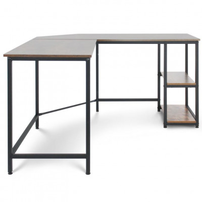 MIADOMODO Písací stôl 138 x 138 x 76 cm, hnedá/čierna