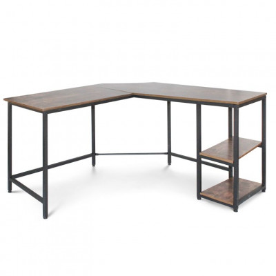 MIADOMODO Písací stôl 138 x 138 x 76 cm, hnedá/čierna