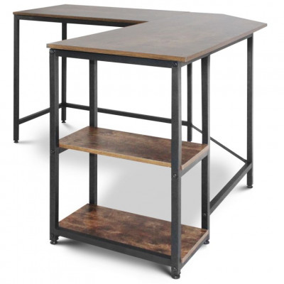 MIADOMODO Písací stôl 138 x 138 x 76 cm, hnedá/čierna