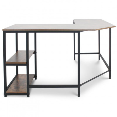 MIADOMODO Písací stôl 138 x 138 x 76 cm, hnedá/čierna