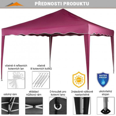 INSTENT záhradný párty stan - 3 x 3 m, vínová INSTENT záhradný párty stan - 3 x 3 m, vínová