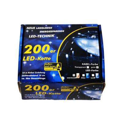 NEXOS Vianočná LED reťaz 18 m, 200 LED diód, teplá biela