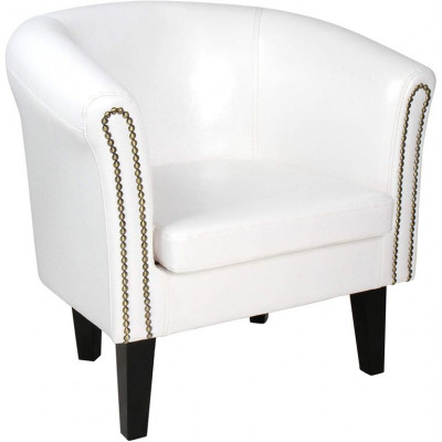 MIADOMODO kreslo Chesterfield s taburetom - biela