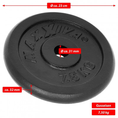 MAXXIVA Sada 2 závažia na činky celkom 15 kg, liatina, čiern