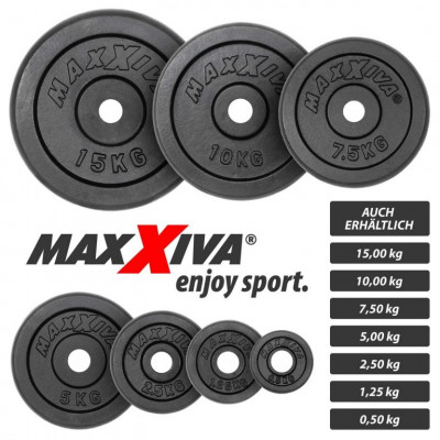MAXXIVA Sada 2 závažia na činky celkom 15 kg, liatina, čiern