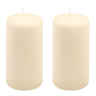 Sada stĺpových sviečok, 15 cm, Ø 7,5 cm, krémová, 2 ks