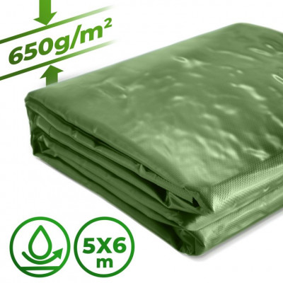 JAGO Plachta 650 g/m², hliníkové oká, zelená, 5 x 6 m