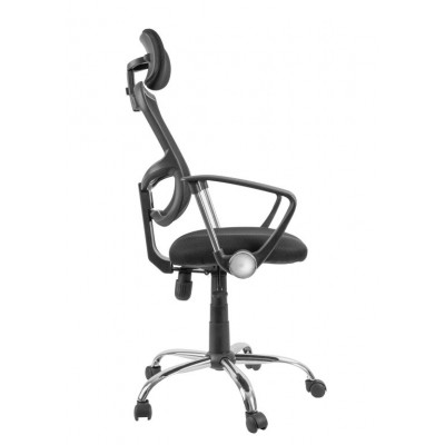 Kancelárska stolička s nastaviteľnou opierkou hlavy, čierna