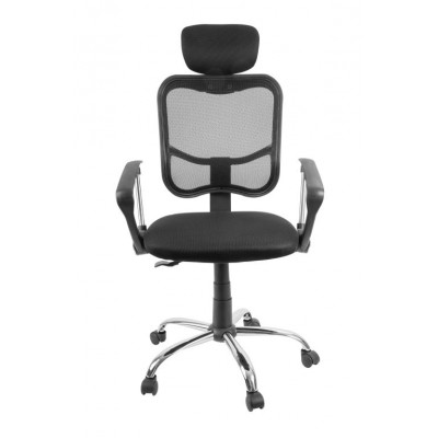 Kancelárska stolička s nastaviteľnou opierkou hlavy, čierna