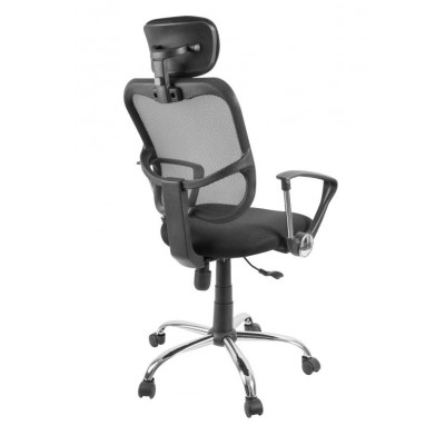 Kancelárska stolička s nastaviteľnou opierkou hlavy, čierna