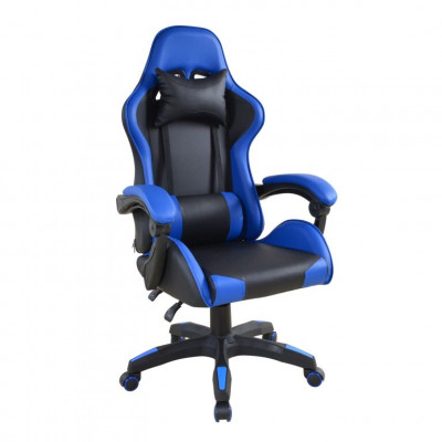 Ergonomická kancelárska stolička s vankúšikmi, čierno-modrá