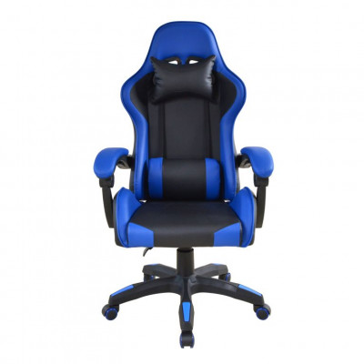 Ergonomická kancelárska stolička s vankúšikmi, čierno-modrá