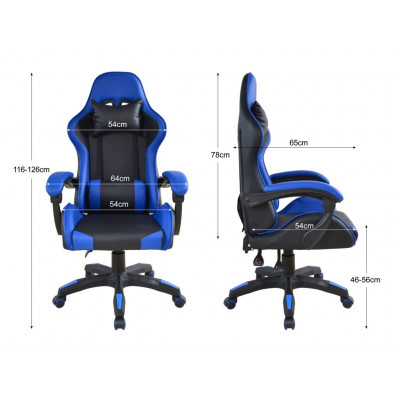 Ergonomická kancelárska stolička s vankúšikmi, čierno-modrá