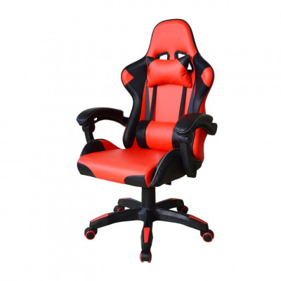 Ergonomická kancelárska stolička s vankúšikmi, čierno-červen