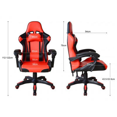 Ergonomická kancelárska stolička s vankúšikmi, čierno-červen