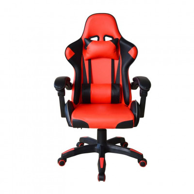 Ergonomická kancelárska stolička s vankúšikmi, čierno-červen