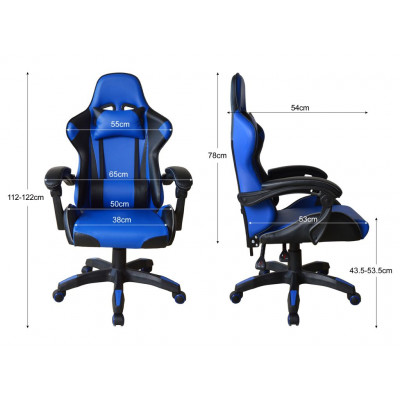 Ergonomická herná stolička s vankúšikmi, modrá