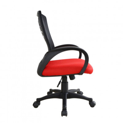 Kancelárska stolička so sieťovaným operadlom a červeným sedá