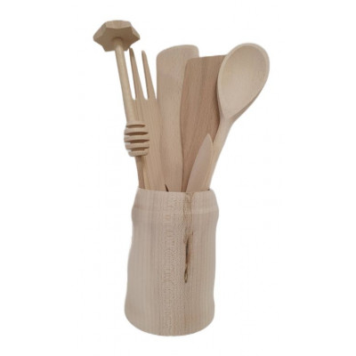 Detská drevená sada kuchynského náčinia v súdku