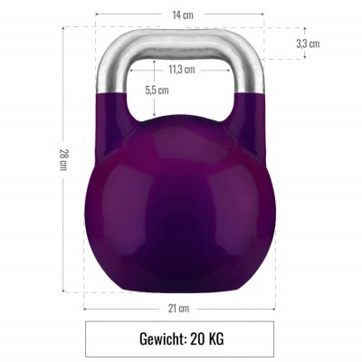 Gorilla Sports Súťažný kettlebell, fialový, 20 kg Gorilla Sports Súťažný kettlebell, fialový, 20 kg