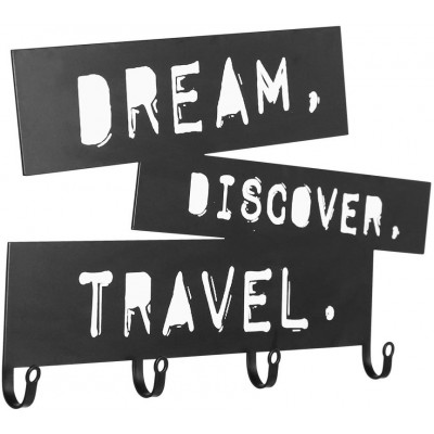 Nástenný vešiak so štyrmi háčikmi, Dream, Discover, Travel