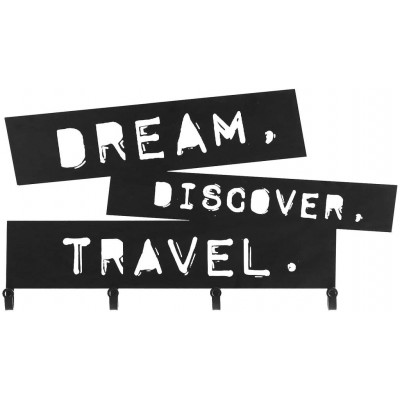 Nástenný vešiak so štyrmi háčikmi, Dream, Discover, Travel