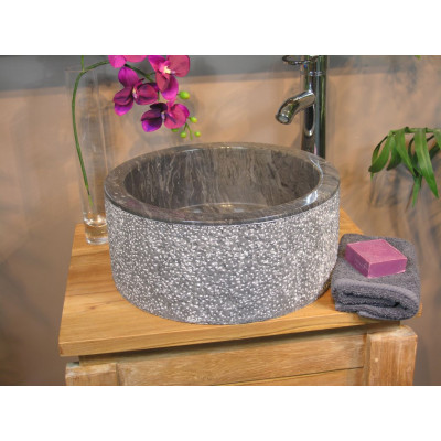 Umývadlo z prírodného kameňa MIRUM 509 Ø 45 cm Black