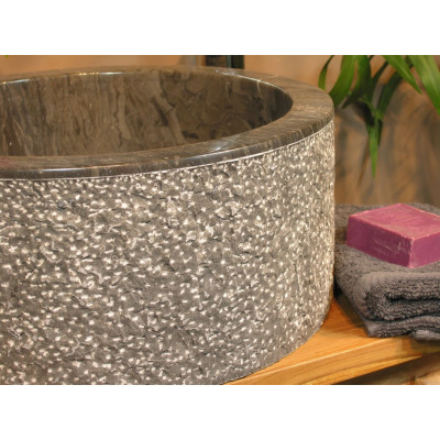 Umývadlo z prírodného kameňa MIRUM 509 Ø 40 cm Black