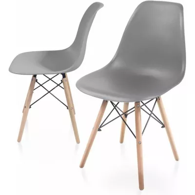 Sada stoličiek s plastovým sedadlom, 2 ks, sivé